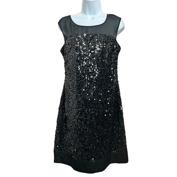 Max and Cleo By BCBG Black Sequin Cocktail Dress Sz 8 Mini Sleeveless MYJ60855 - Picture 8 of 8